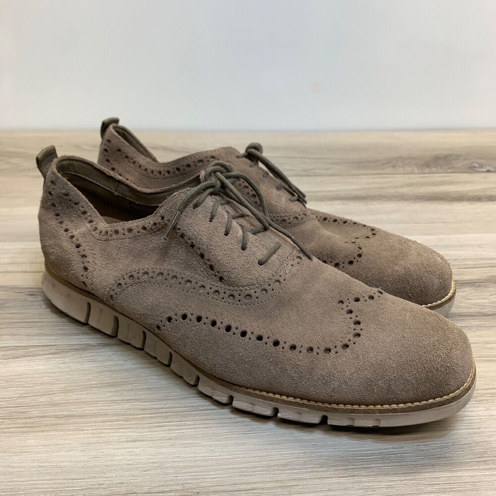 Cole Haan Men's Zero Grand Wingtip Suede Shoe Size‎ 13M Brown Lace Up Oxford